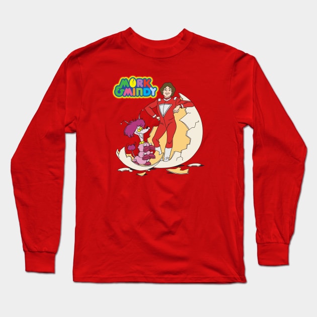 Mork And Mindy Cartoon Long Sleeve T-Shirt by Chewbaccadoll